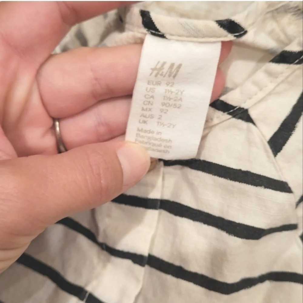 H&M Kids Cotton Striped Button Up Dress Size 1 1/2- 2 Years 100% cotton
